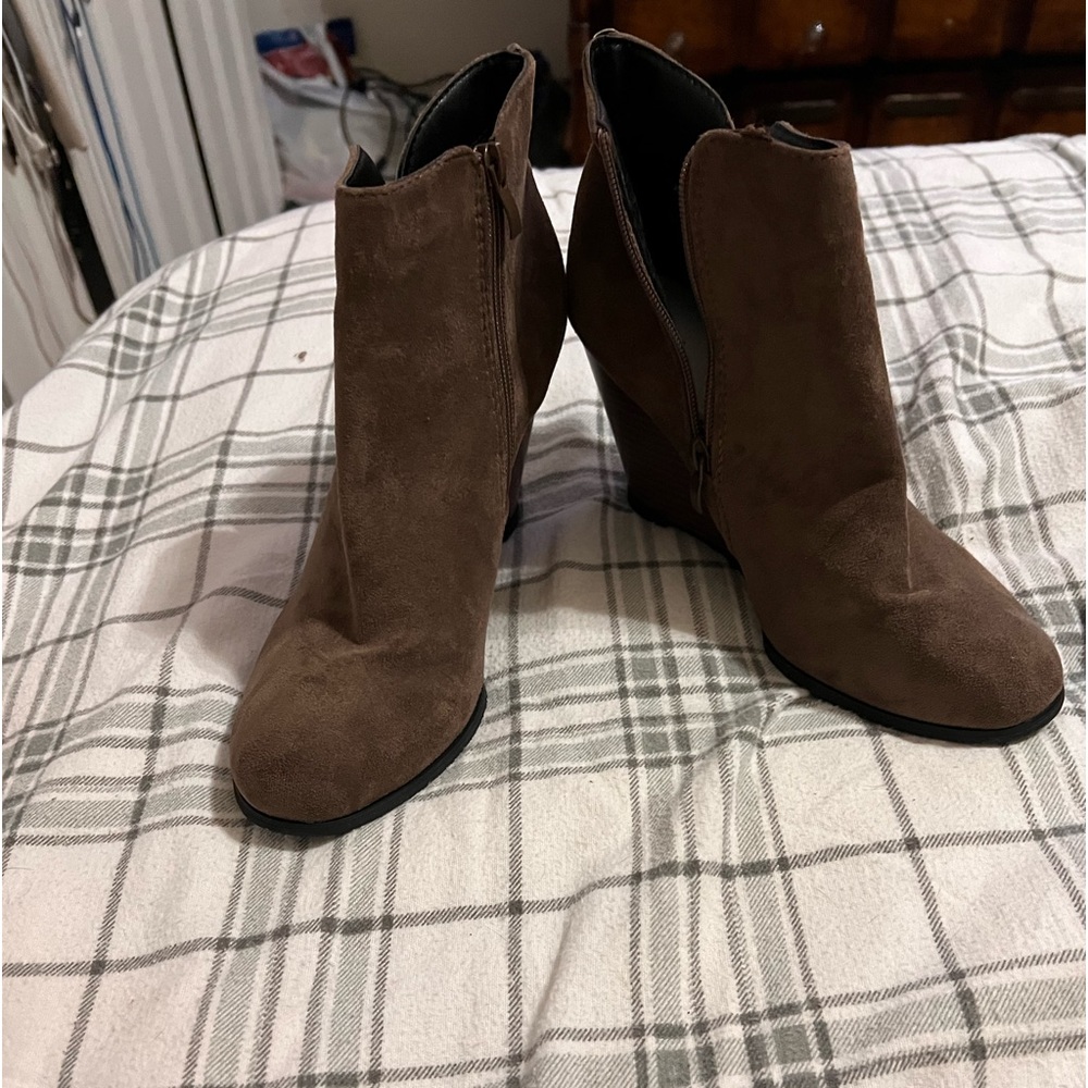 Brand new Brown Wedge boots.